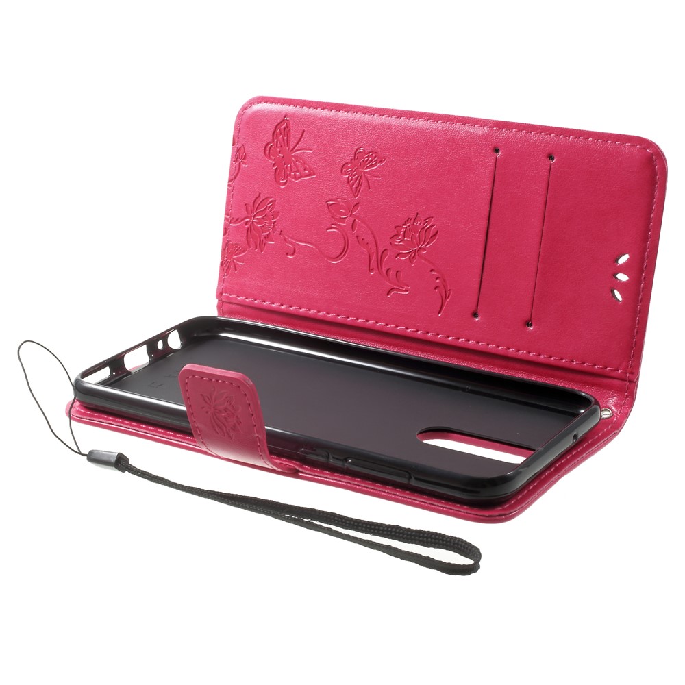 Imprimé Papillon Fleurs En Cuir Portefeuille Shell Shell Pour Huawei Mate 10 Lite / nova 2i / Maimang 6 / Honneur 9i (Inde) - Rose-5