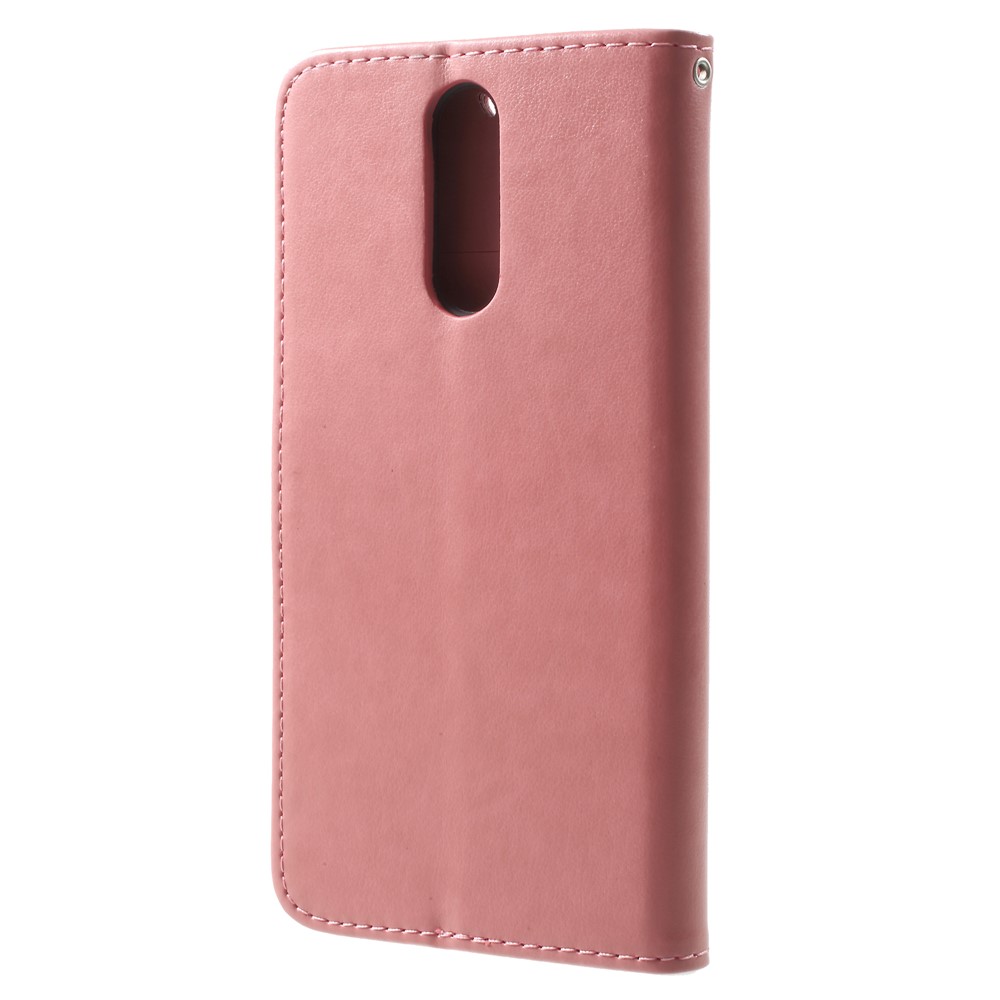 Imprimé Papillon Fleurs PU Étui En Cuir Portefeuille Pour Huawei Mate 10 Lite / nova 2i / Maimang 6 / Honneur 9i (Inde) - Rose-2