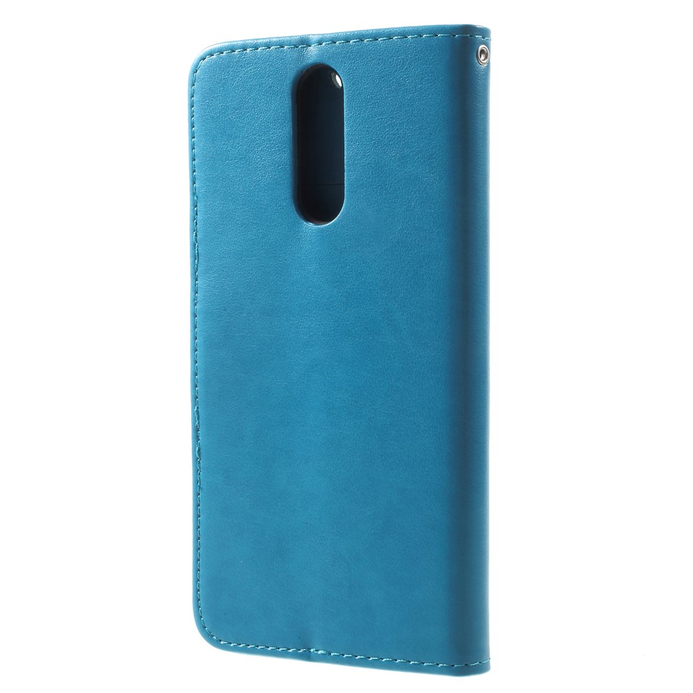 Imprint Butterfly Flowers Phone Leather Wallet Case for Huawei Mate 10 Lite / nova 2i / Maimang 6 / Honor 9i (India) - Blue-2