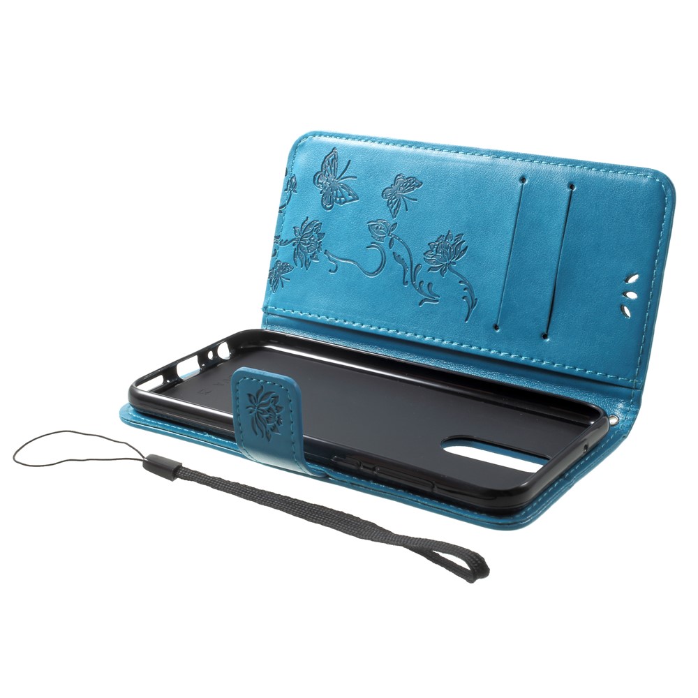 Imprint Butterfly Flowers Phone Leather Wallet Case for Huawei Mate 10 Lite / nova 2i / Maimang 6 / Honor 9i (India) - Blue-5