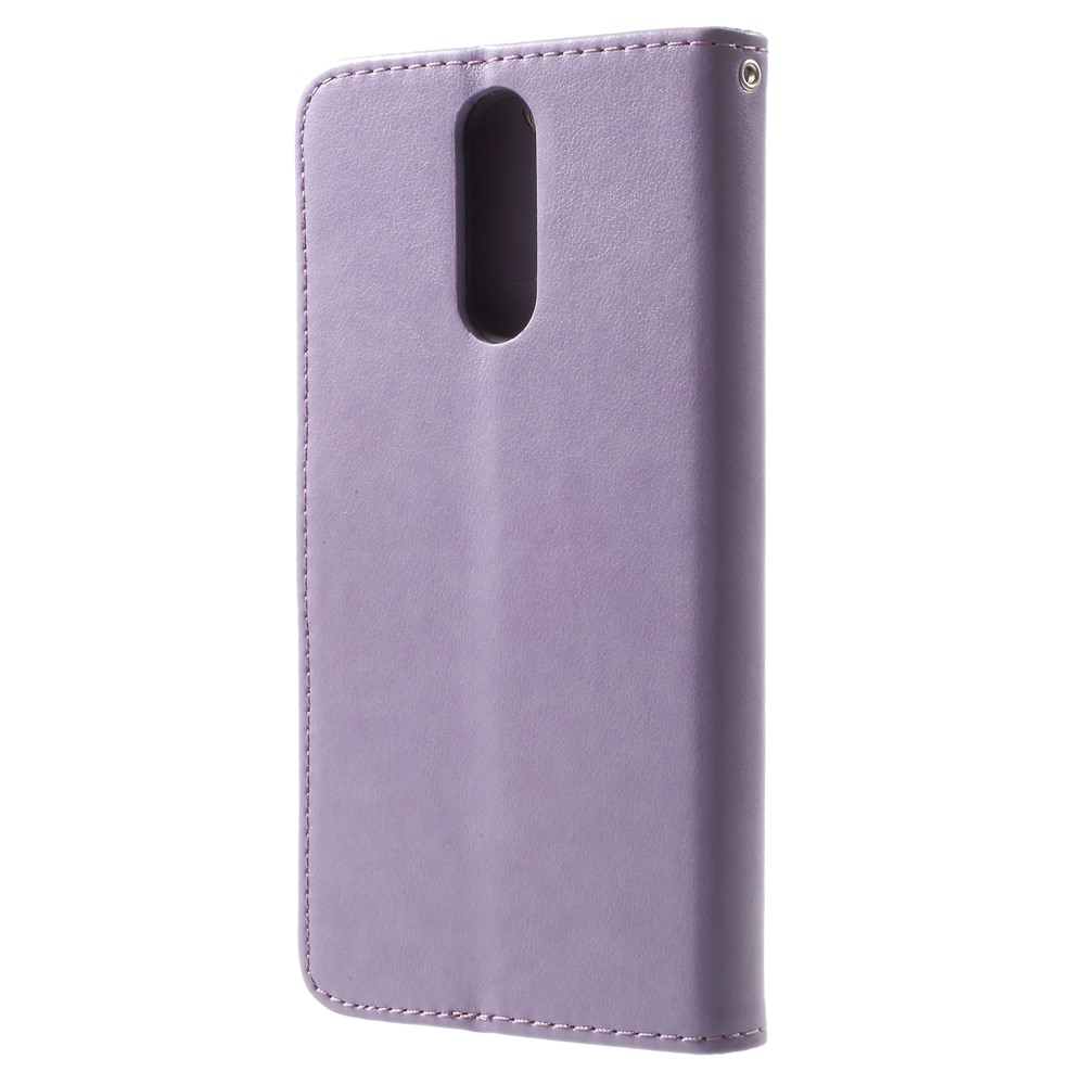 Impressão Flores de Borboleta Casca de Carteira de Couro Para Huawei Mate 10 Lite / Nova 2i / Maimang 6 / Honra 9i (índia) - Roxo