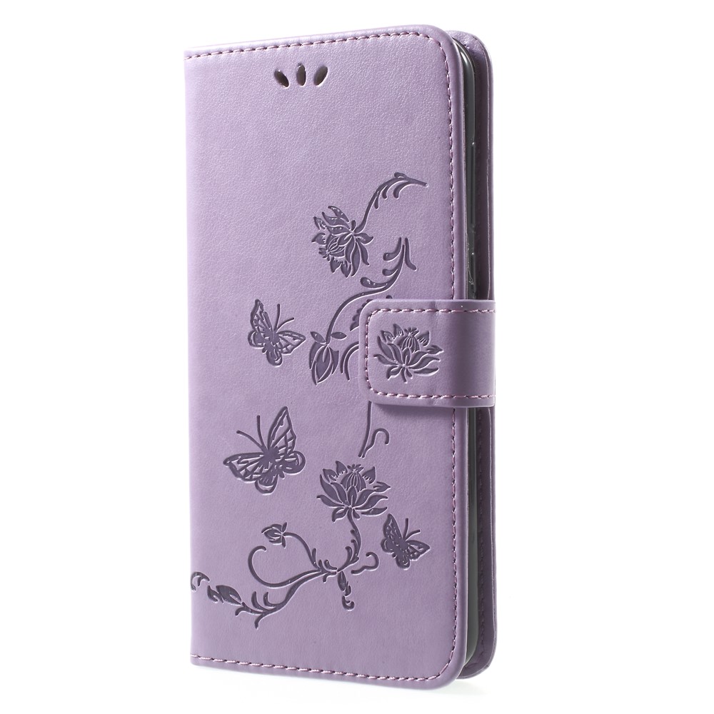 Imprimé Papillon Fleurs En Cuir Portefeuille Cas Shell Pour Huawei Mate 10 Lite / nova 2i / Maimang 6 / Honneur 9i (Inde) - Violet-3