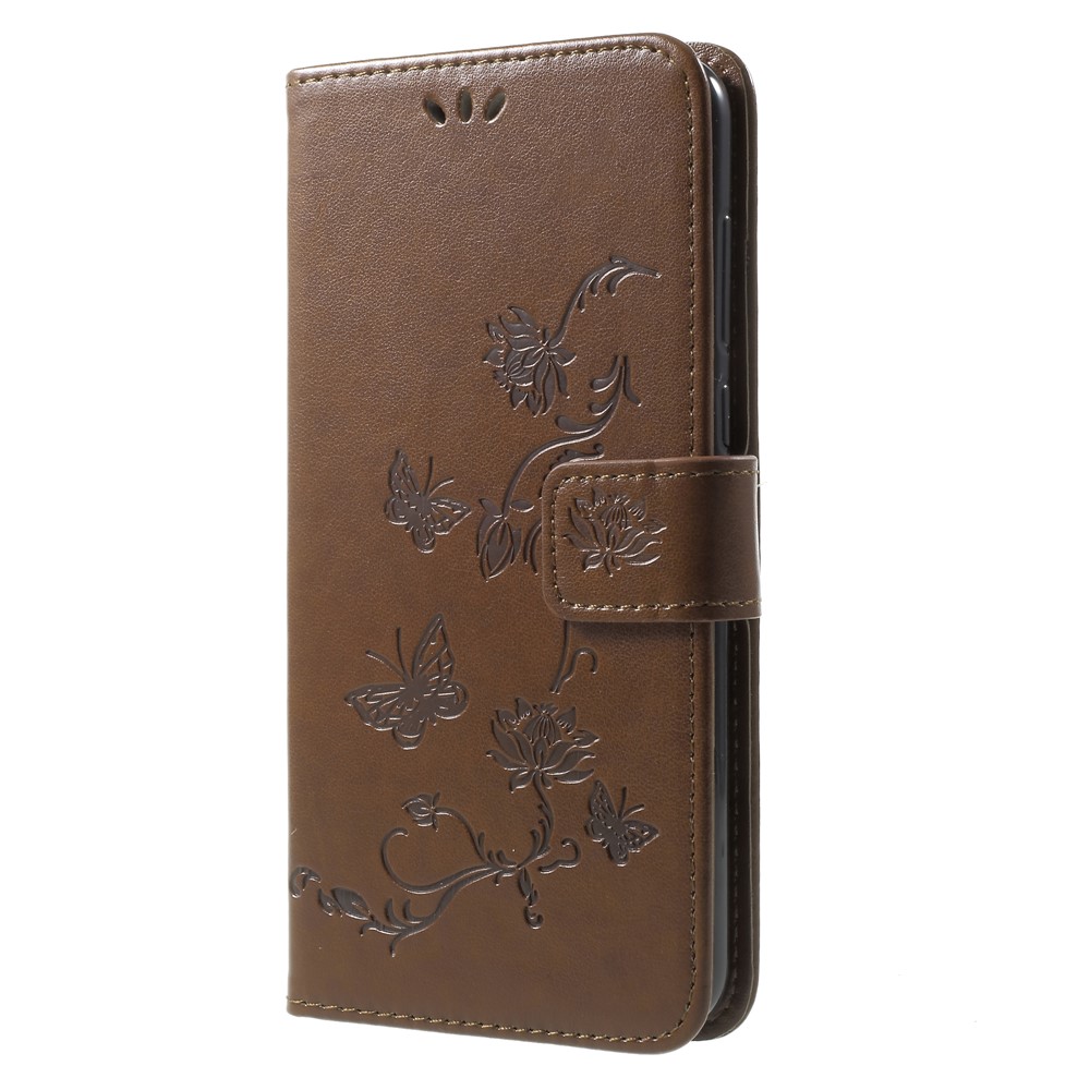 Imprimé Papillon Fleurs Magnétique En Cuir Stand Case Pour Huawei Mate 10 Lite / nova 2i / Maimang 6 / Honneur 9i (Inde) - marron-3