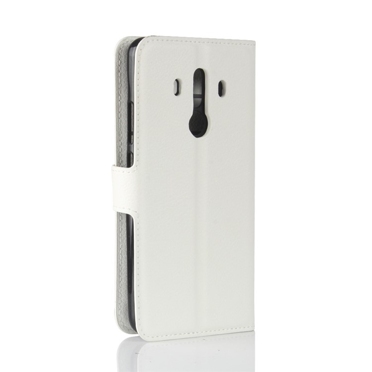 Litchi Skin PU Leather Willet Stand Cubierta Para Teléfono Celular Para Huawei Mate 10 Pro / Mate 10 Pro Porsche Design - Blanco