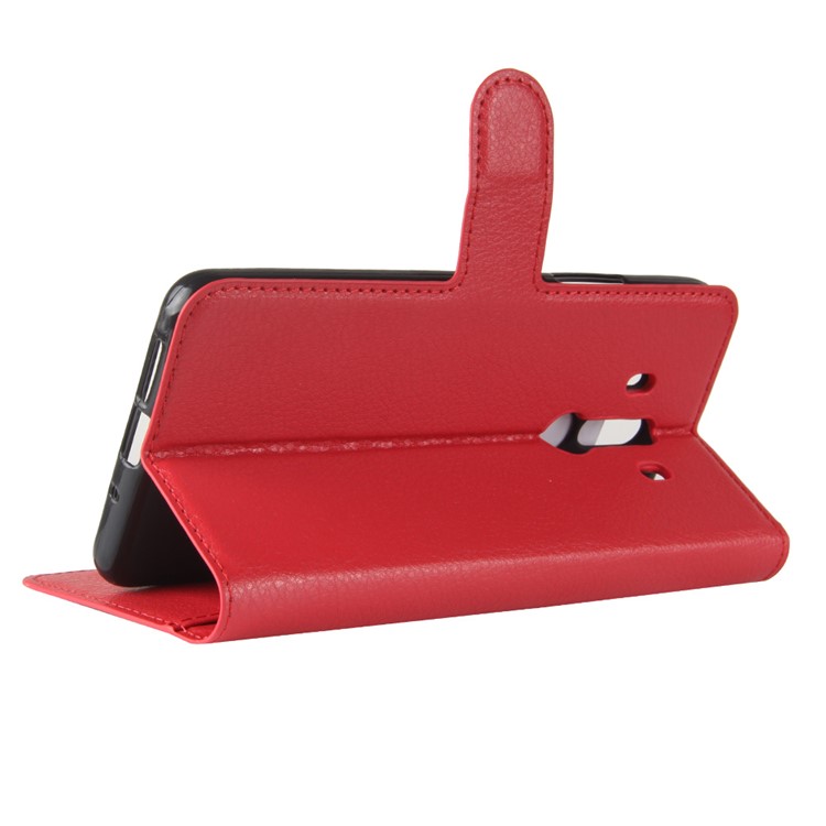 Litchi Skin PU Leather Wallet Stand Phone Cover for Huawei Mate 10 Pro / Mate 10 Pro Porsche Design - Red-5