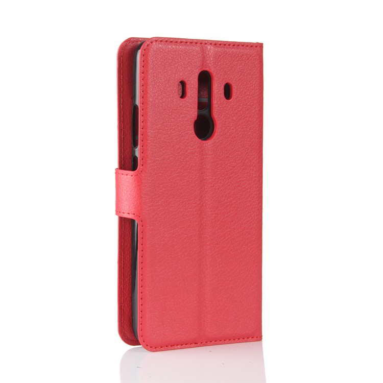 Litchi Skin PU Leather Wallet Stand Phone Cover for Huawei Mate 10 Pro / Mate 10 Pro Porsche Design - Red-6