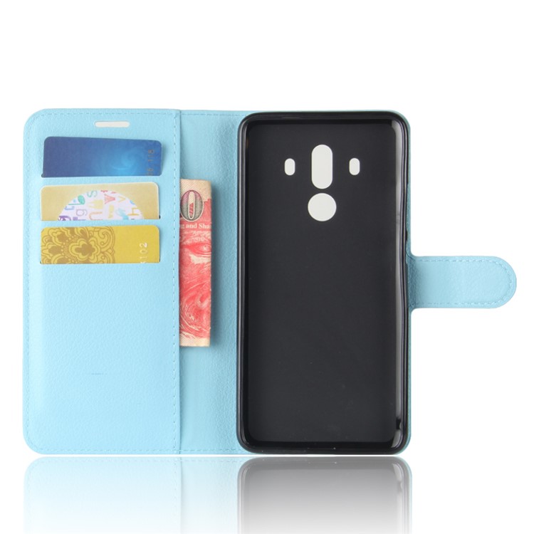 Litchi Skin PU Leather Wallet Stand Mobile Phone Cover for Huawei Mate 10 Pro / Mate 10 Pro Porsche Design - Blue-3