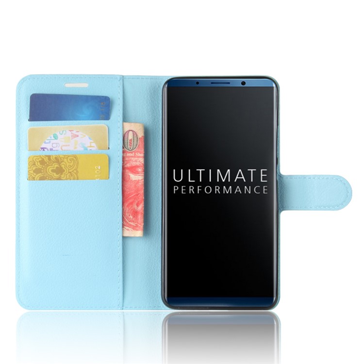 Litchi Skin PU Leather Wallet Stand Mobile Phone Cover for Huawei Mate 10 Pro / Mate 10 Pro Porsche Design - Blue-4