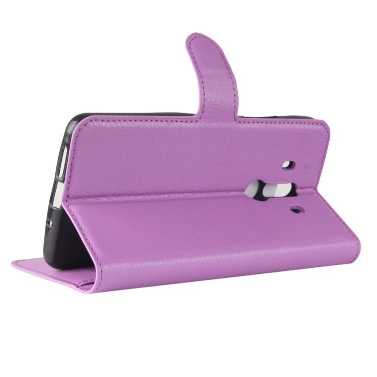 Litchi Skin PU Leather Wallet Stand Cell Phone Cover for Huawei Mate 10 Pro / Mate 10 Pro Porsche Design - Purple-5