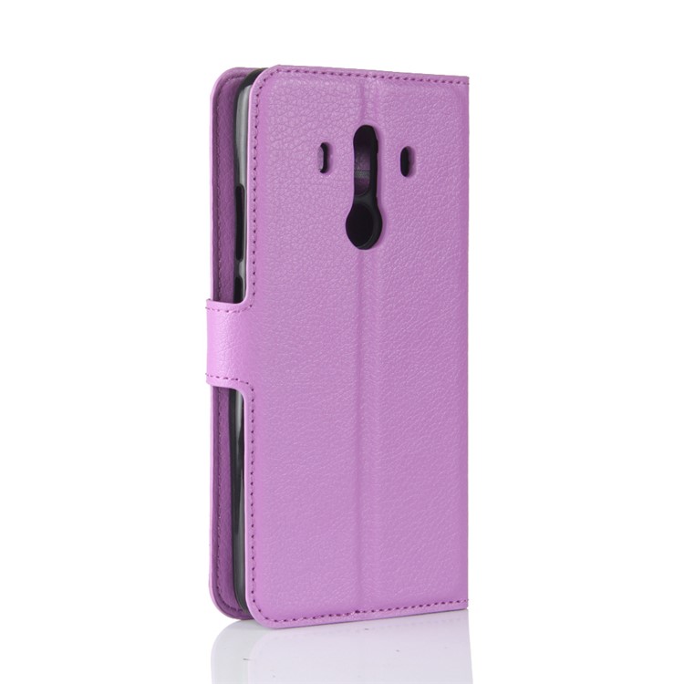 Litchi Skin PU Leather Wallet Stand Cell Phone Cover for Huawei Mate 10 Pro / Mate 10 Pro Porsche Design - Purple-6