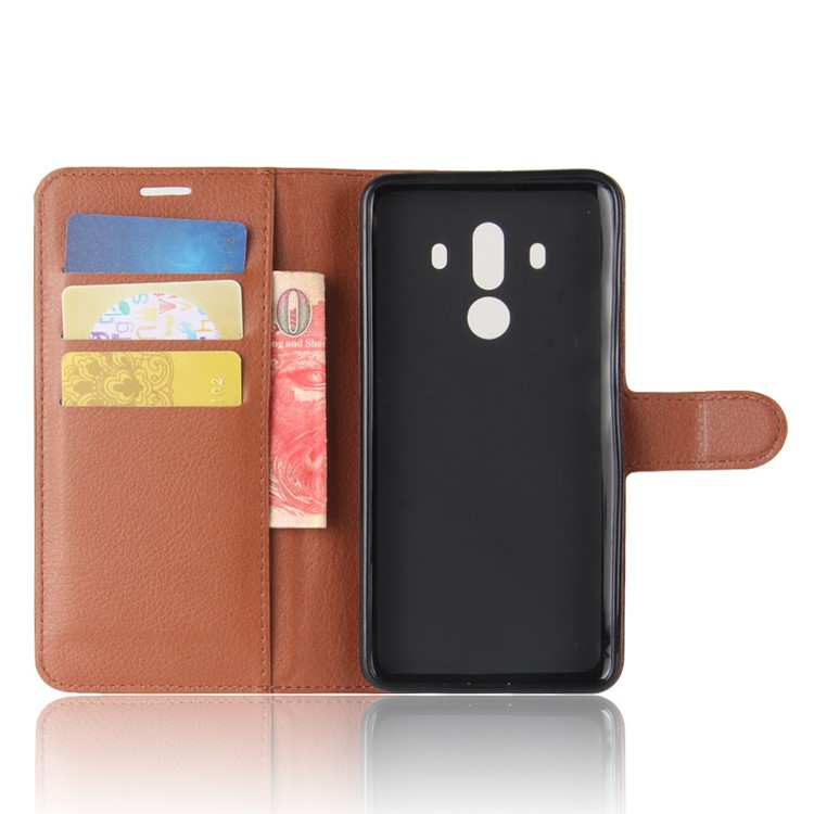 Litchi Skin PU Leather Wallet Stand Phone Shell with Magnet for Huawei Mate 10 Pro / Mate 10 Pro Porsche Design - Brown-3