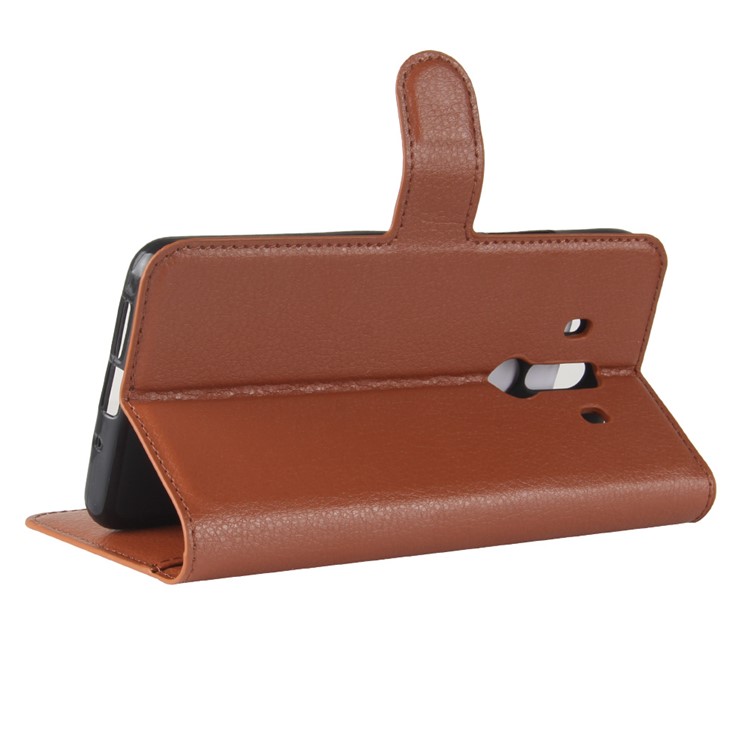 Litchi Skin PU Leather Wallet Stand Phone Shell with Magnet for Huawei Mate 10 Pro / Mate 10 Pro Porsche Design - Brown-5