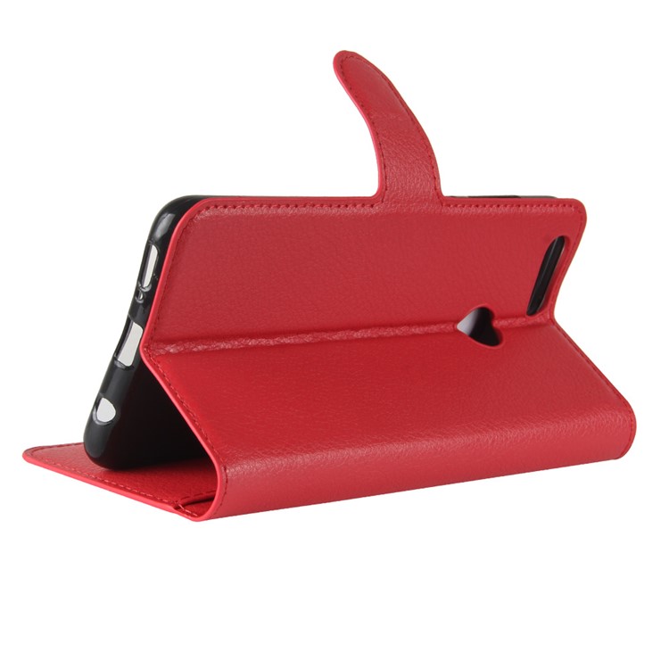 Litchi Texture Wallet Stand Leather Shell for Huawei Honor 7X - Red-3