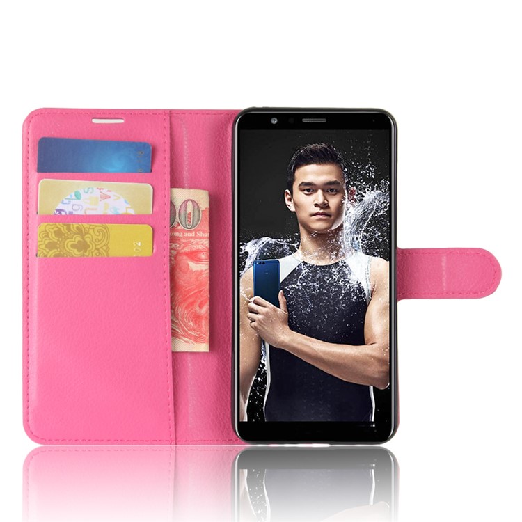 Litchi Texture Wallet Stand Leather Phone Case for Huawei Honor 7X - Rose-5