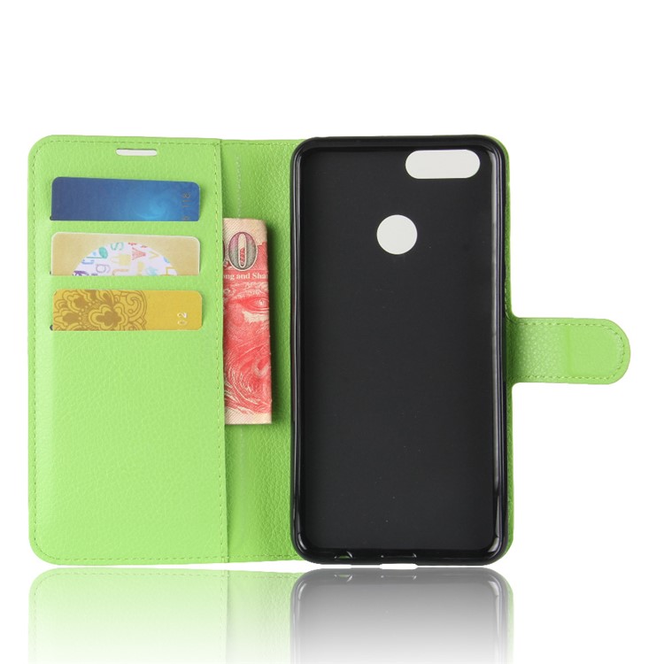 Litchi Texture Wallet Leather Mobile Case with Stand for Huawei Honor 7X - Green-4