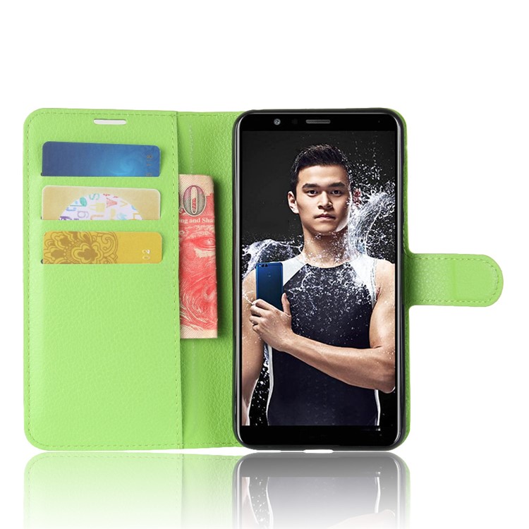 Litchi Texture Wallet Leather Mobile Case with Stand for Huawei Honor 7X - Green-5