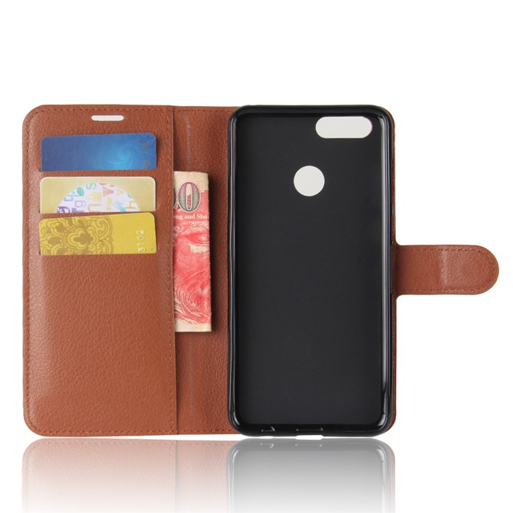 Litchi Texture PU Leather Protective Case with Card Slots for Huawei Honor 7X - Brown-4