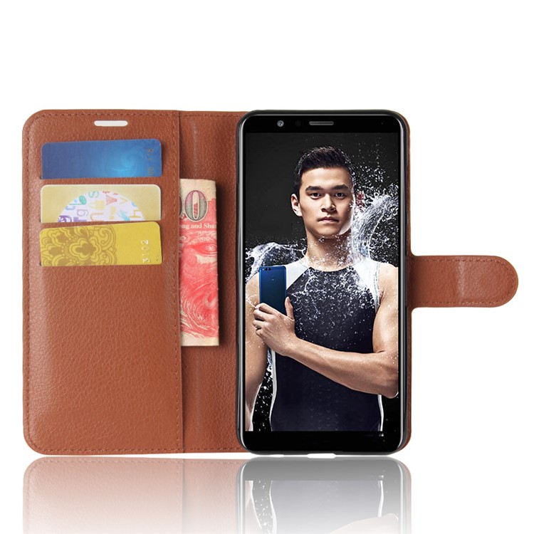 Litchi Texture PU Leather Protective Case with Card Slots for Huawei Honor 7X - Brown-5