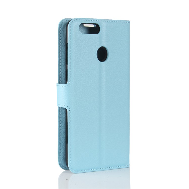 Litchi Skin Wallet Stand Leather Mobile Casing for Huawei Honor 7X - Blue-2