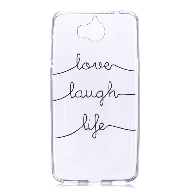 Printing Pattern Soft TPU Phone Cover for Huawei Y6 (2017) / Y5 (2017) - Love, Laugh, Life-1