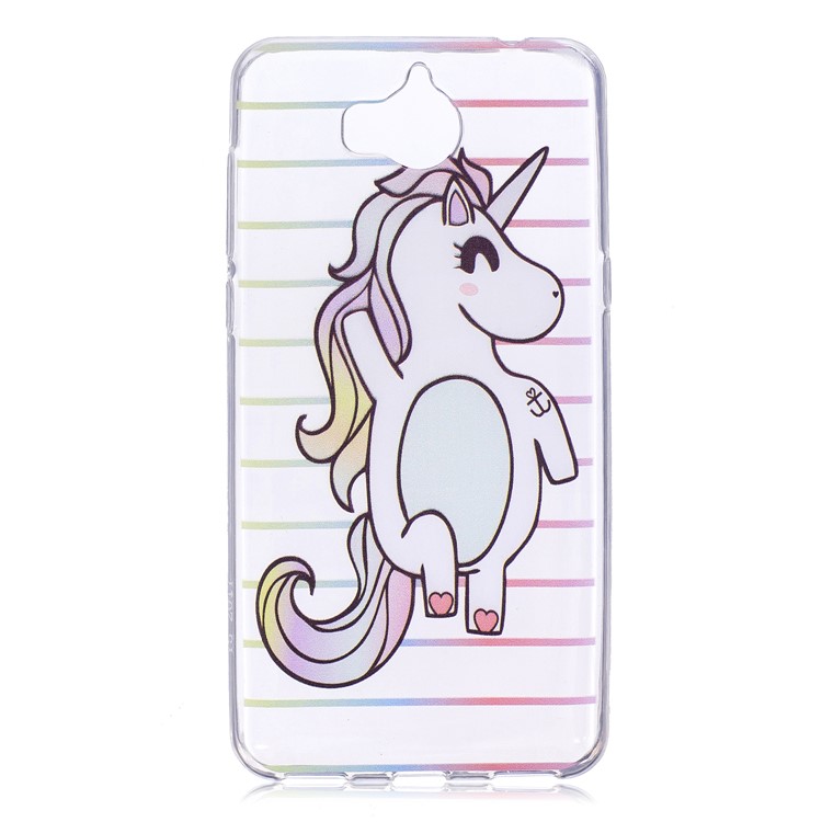 Printing Pattern Soft TPU Mobile Case for Huawei Y6 (2017) / Y5 (2017) - Happy Unicorn-1