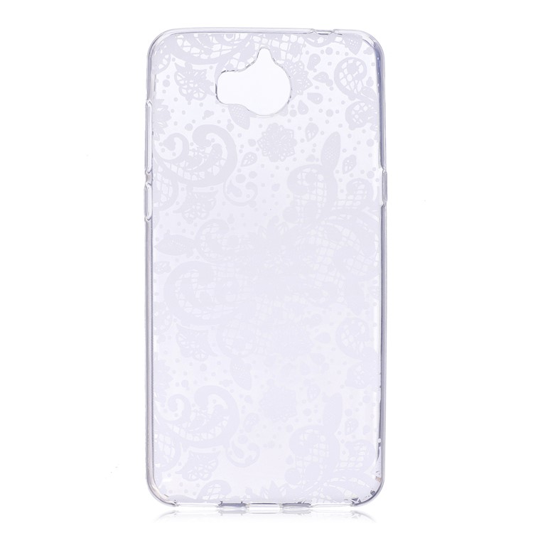 Pattern Printing Soft TPU Back Cover for Huawei Y6 (2017) / Y5 (2017) - White Flower Pattern-1