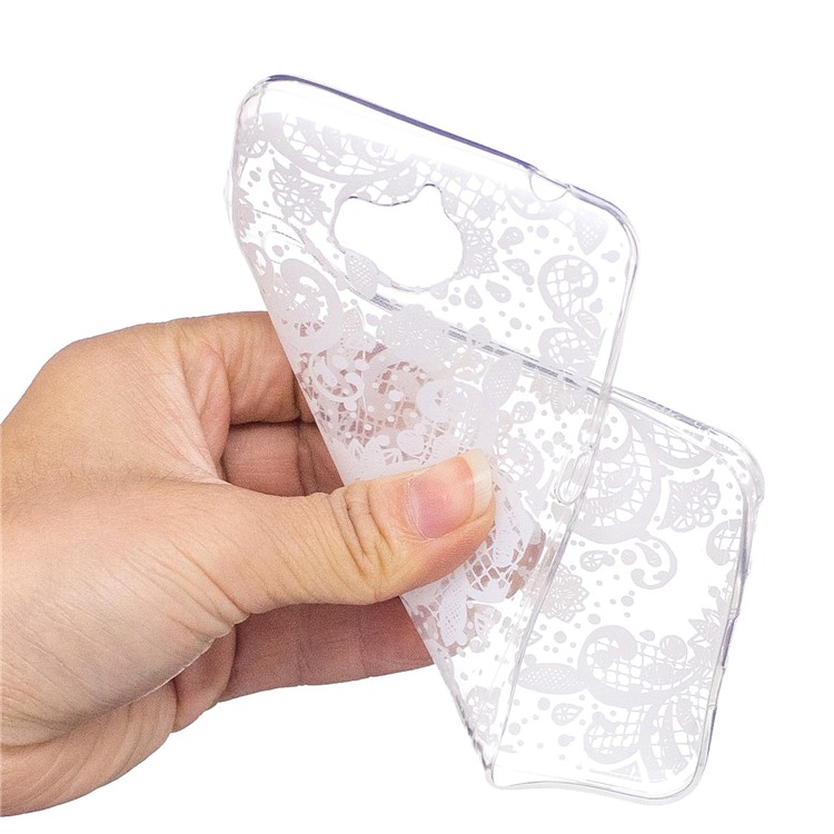 Pattern Printing Soft TPU Back Cover for Huawei Y6 (2017) / Y5 (2017) - White Flower Pattern-4