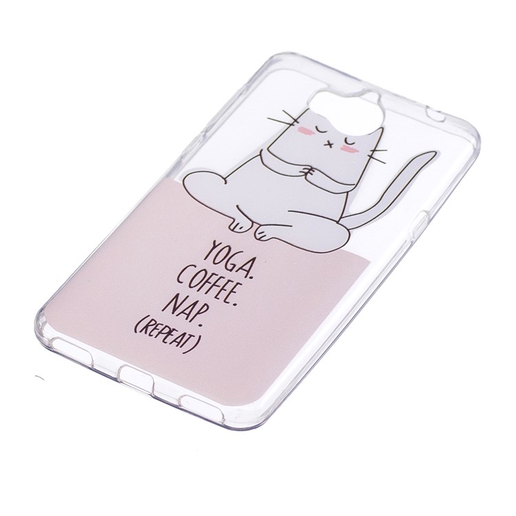 Printing Pattern Soft TPU Back Case for Huawei Y6 (2017) / Y5 (2017) - Napping Cat-2