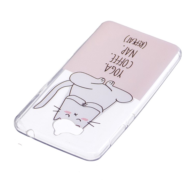 Printing Pattern Soft TPU Back Case for Huawei Y6 (2017) / Y5 (2017) - Napping Cat-3