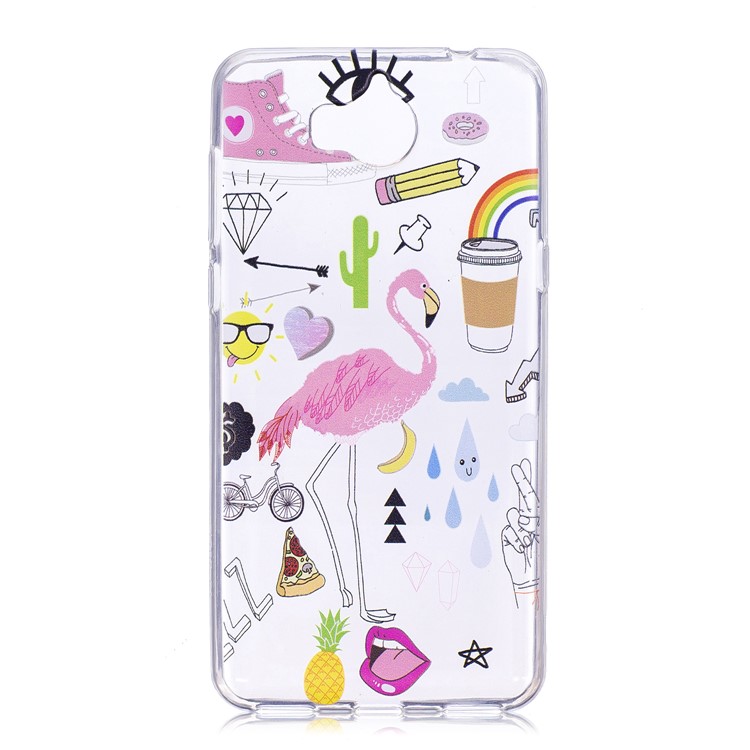 Printing Pattern Soft TPU Mobile Casing for Huawei Y6 (2017) / Y5 (2017) - Flamingo-1