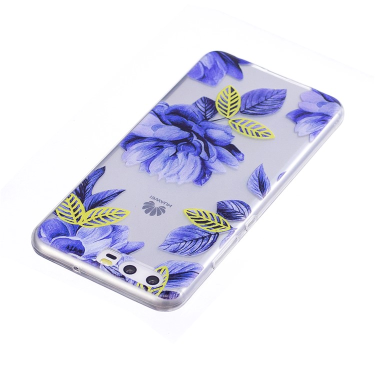 Pattern Printing TPU Flexible Cellphone Cover for Huawei P10 - Blue Flowers-3