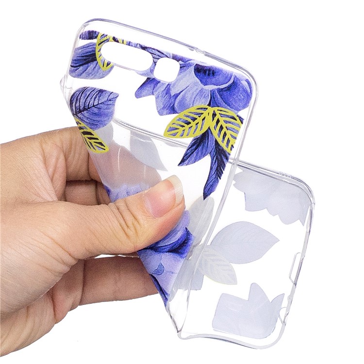 Pattern Printing TPU Flexible Cellphone Cover for Huawei P10 - Blue Flowers-4