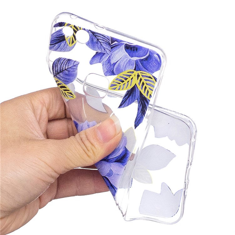 Pattern Printing TPU Phone Shell Case for Huawei P10 Lite - Blue Flower-4