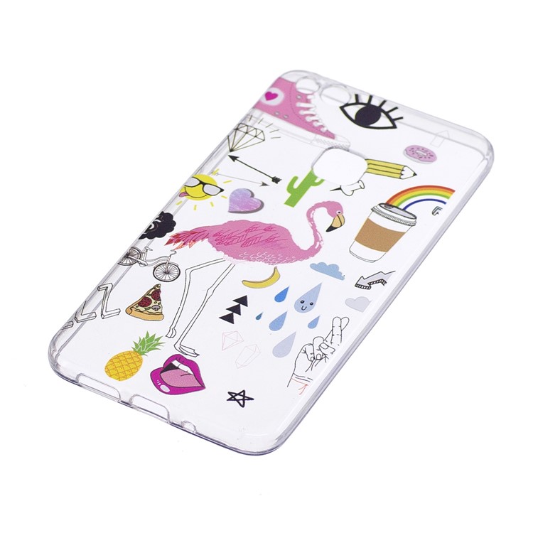 For Huawei P10 Lite Pattern Printing Soft TPU Phone Accessory Case - Crane Pattern-2