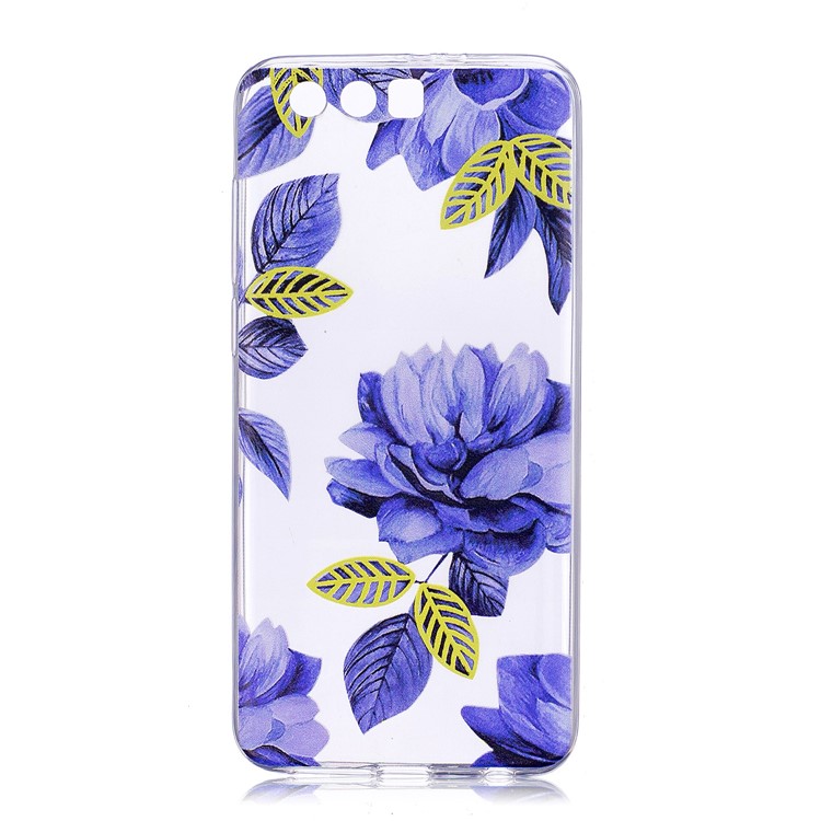 Pattern Printing TPU Phone Shell Case for Huawei Honor 9 - Blue Flower-1