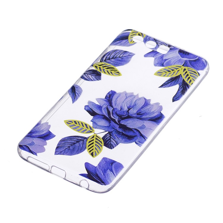 Pattern Printing TPU Phone Shell Case for Huawei Honor 9 - Blue Flower-2