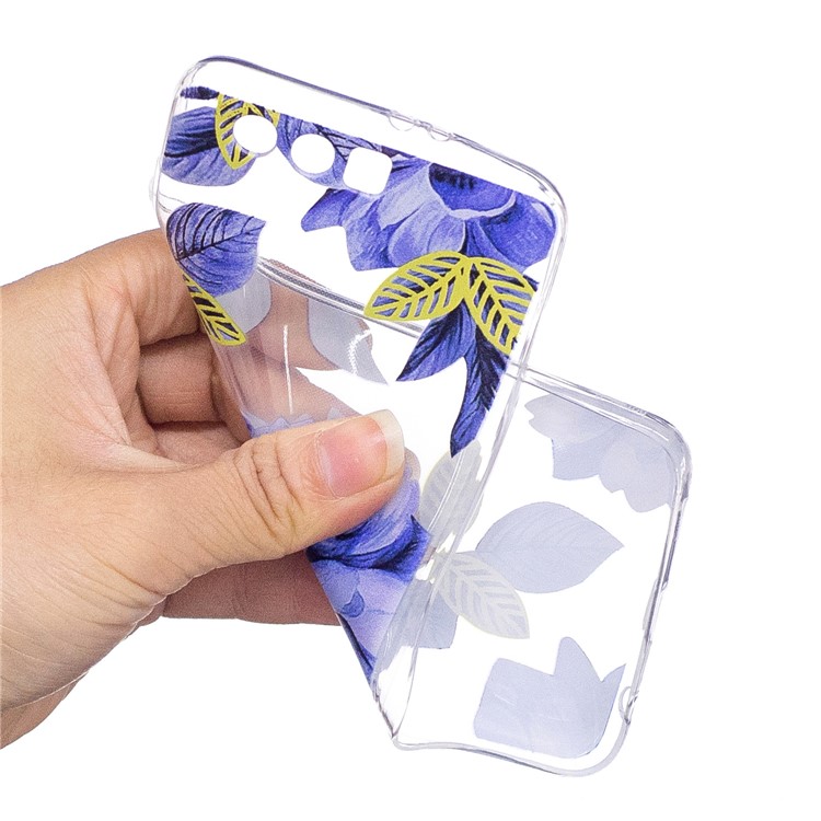 Pattern Printing TPU Phone Shell Case for Huawei Honor 9 - Blue Flower-4