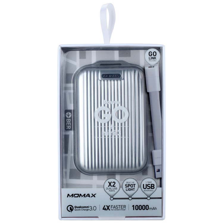 MOMAX iPower Go mini3 Traveling Case 10000mAh Dual USB Power Bank with Quick Charge 3.0 - Silver Color-11