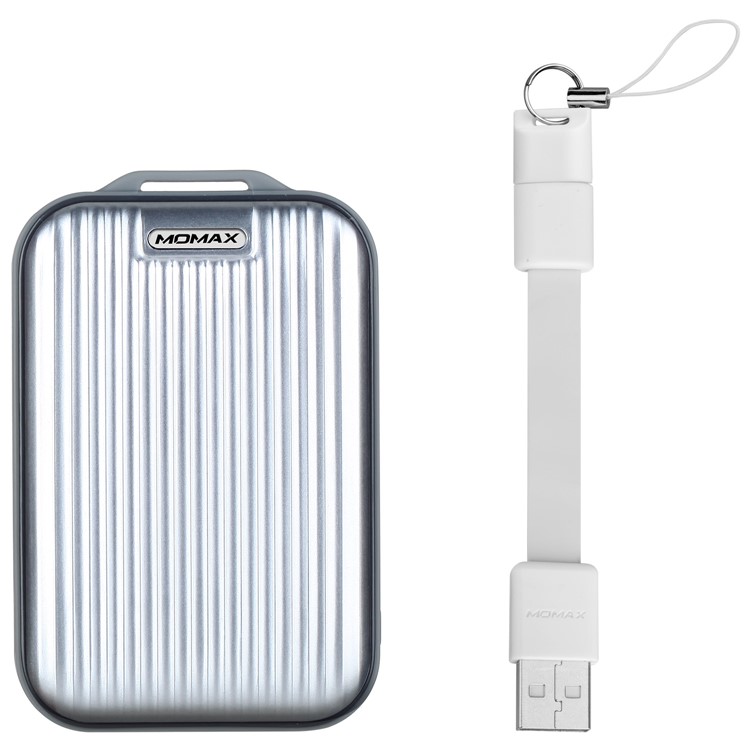 MOMAX iPower Go mini3 Traveling Case 10000mAh Dual USB Power Bank with Quick Charge 3.0 - Silver Color-8