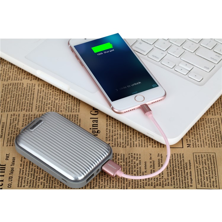 MOMAX iPower Go mini3 Traveling Case 10000mAh Dual USB Power Bank with Quick Charge 3.0 - Silver Color-9