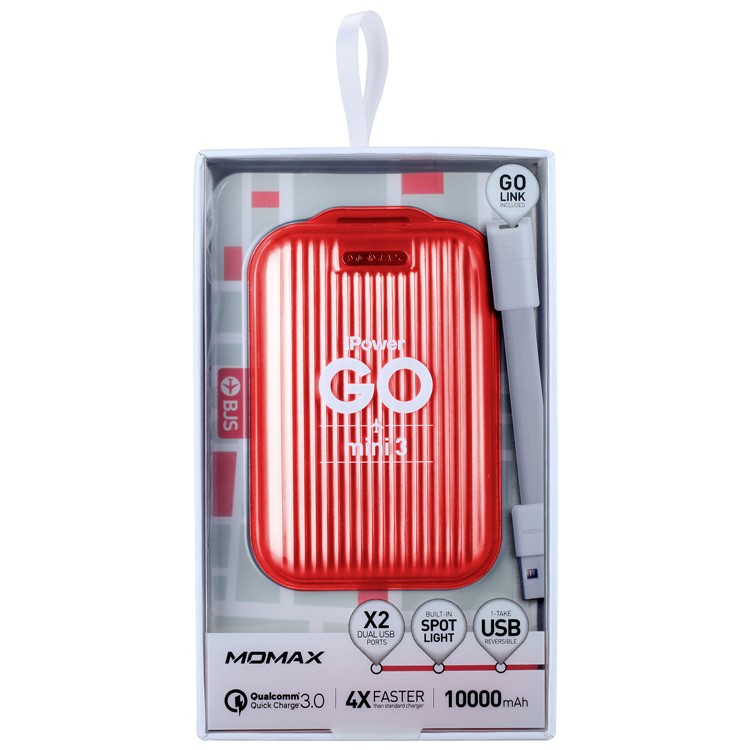 MOMAX iPower Go mini3 Traveling Case 10000mAh Dual USB Battery Charger with Quick Charge 3.0 - Red-11