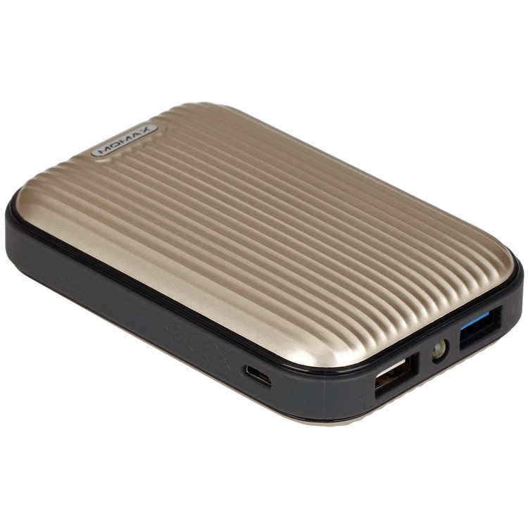MOMAX iPower Go mini3 Traveling Case Quick Charge 3.0 10000mAh Dual USB Power Bank - Gold Color-6