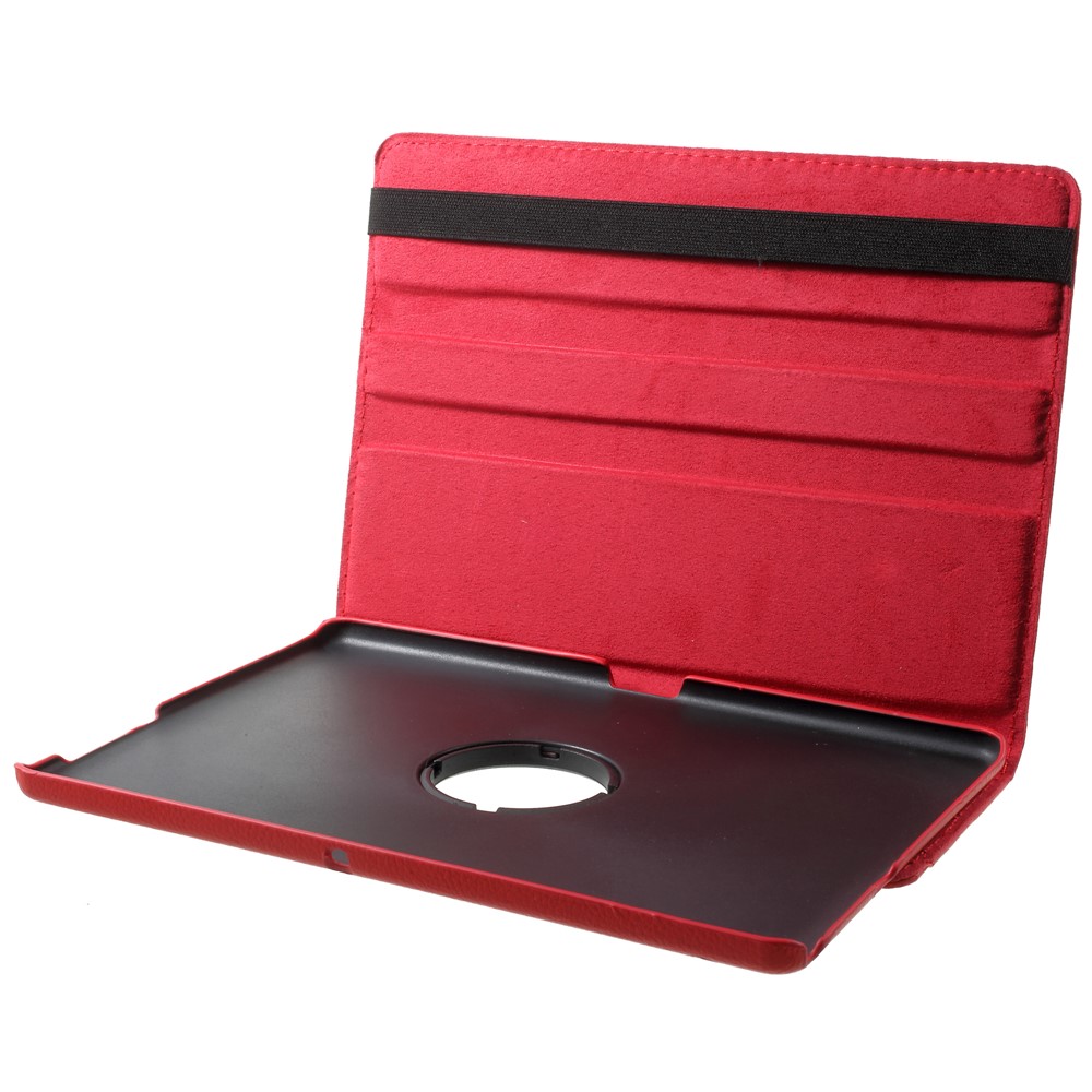 Litchi Grain Leather Protective Case Con 360 Grados de Diseño de Stand Rotativo Para Huawei MediaPad T3 10 - Rojo-7