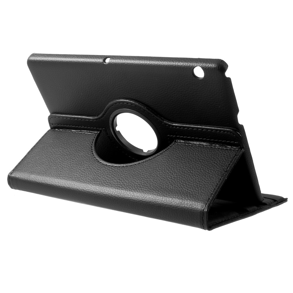 Litchi Grain Leder Schutzhülle Mit 360 Grad Rotary Ständer Hohles Design Für Huawei MediaPad T3 10 - Schwarz-4