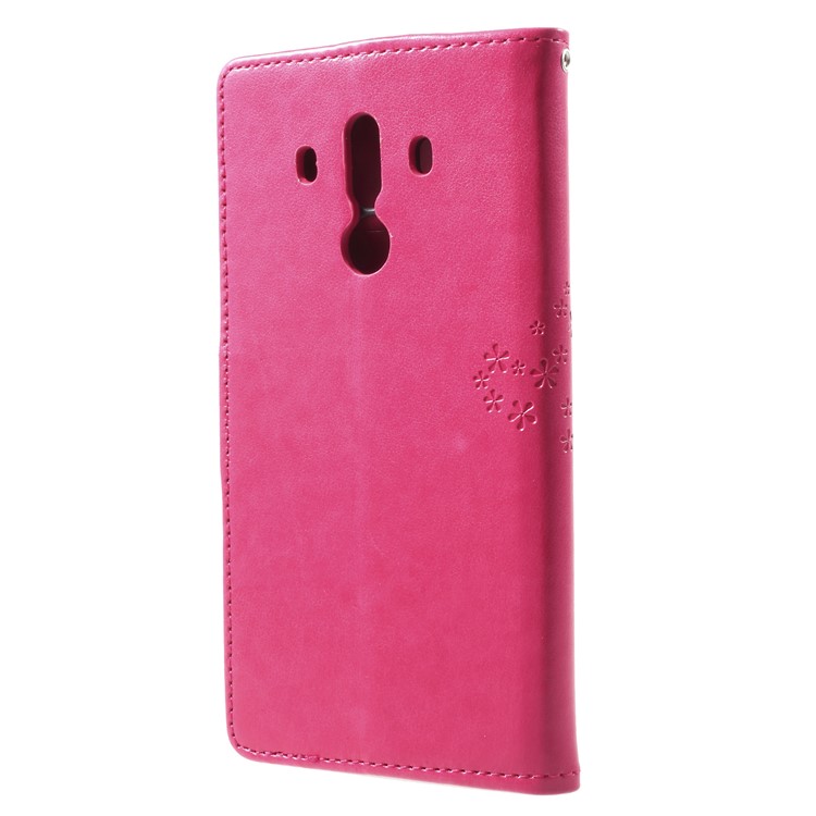 Imprint Tree Owl Leather Wallet Case for Huawei Mate 10 Pro - Rose-2