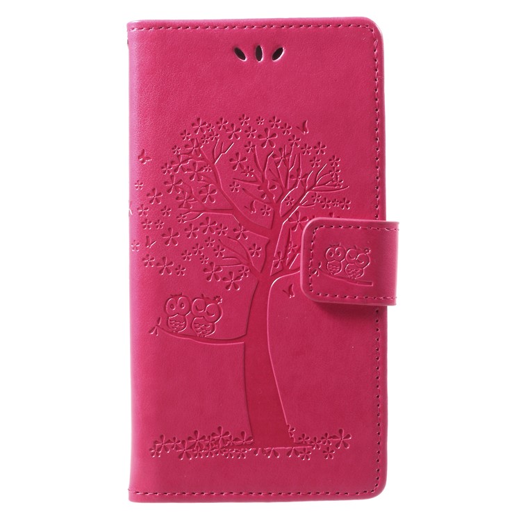 Imprint Tree Owl Leather Wallet Case for Huawei Mate 10 Pro - Rose-3