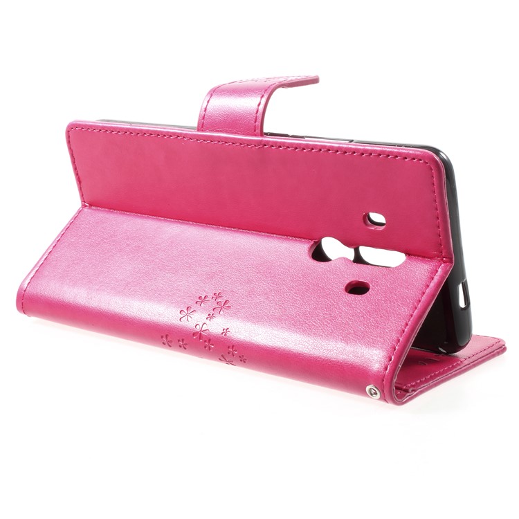 Imprint Tree Owl Leather Wallet Case for Huawei Mate 10 Pro - Rose-4
