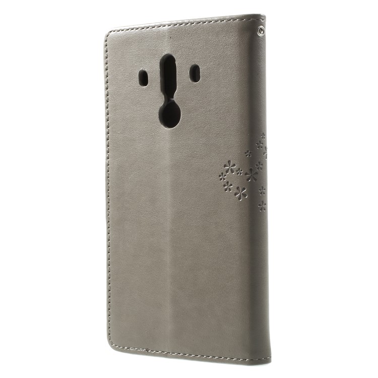 Imprint Tree Owl Leather Wallet Shell Case for Huawei Mate 10 Pro - Grey-2