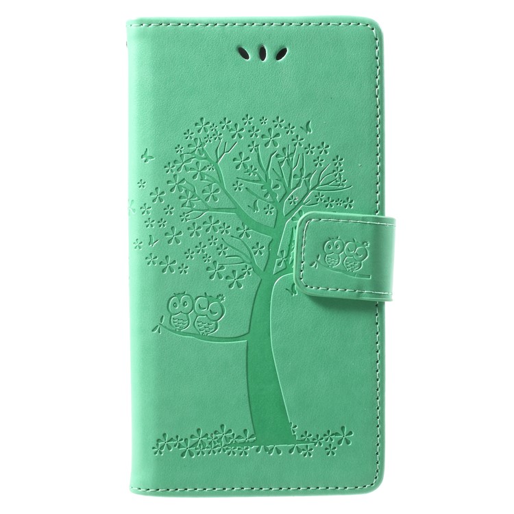 Imprint Tree Owl Wallet Leather Stand Cover for Huawei Mate 10 Pro - Green-1