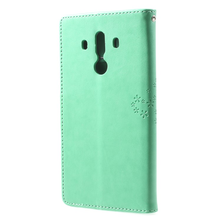 Imprint Tree Owl Wallet Leather Stand Cover for Huawei Mate 10 Pro - Green-2